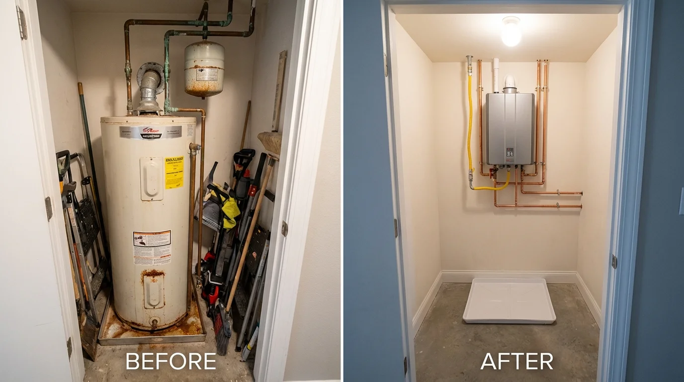Tank water heater versus wall-mounted tankless unit comparison for Englewood, OH homeowners